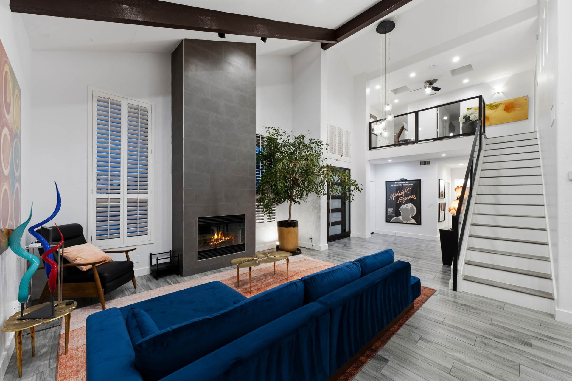 Fireplace and loft above the living room